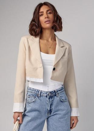 Жакет женский укороченный, цвет: бежевый