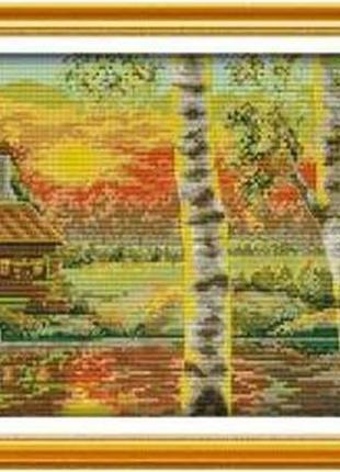 Набір для вишивання за нанесеною на канву схемою "golden sunshine".aida 14ct printed , 52*27 см