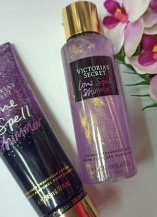 Набор мист+лосьон шиммером  с love spell victorias secret