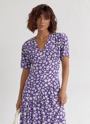 Платье летнее с цветочным принтом, цвет: фиолетовый3 фото