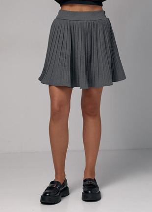 Коротка спідниця плісе, колір: темно-сірий