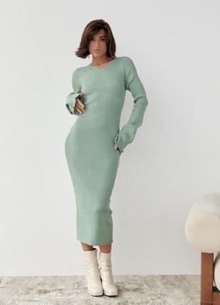 Приталене плаття міді зі шнурівкою на спині, колір: м'ятний