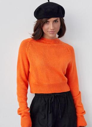 Жіночий в'язаний джемпер із рукавами-регланами, колір: оранжевий