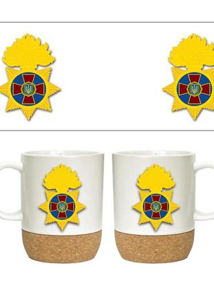 Чашка на пробковой подставке национальная гвардия украины 400 мл (19-12-32)