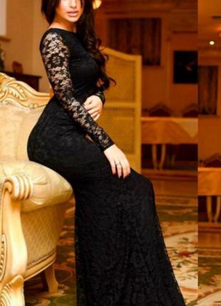 Гипюровое вечернее праздничное синие платье женское