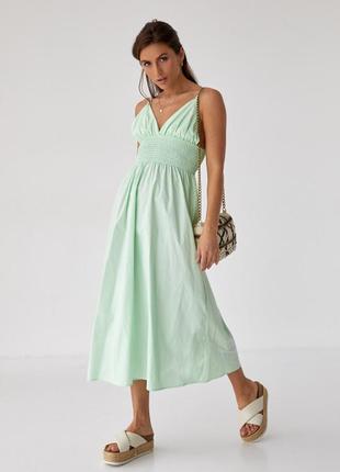 Однотонный сарафан с резинкой на талии, цвет: мятный