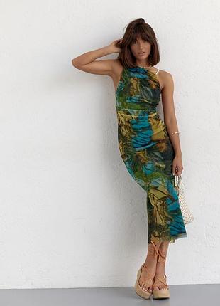 Сарафан із сітки з відкритою спиною, колір: бірюзовий