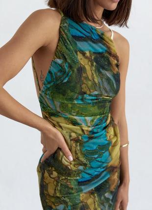 Сарафан із сітки з відкритою спиною, колір: бірюзовий4 фото
