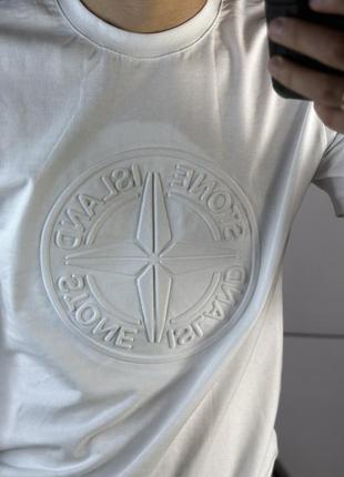 Чоловіча футболка stone island premium якість / стонік стоун айленд чолова футболка поло майка m, білий ua4 фото