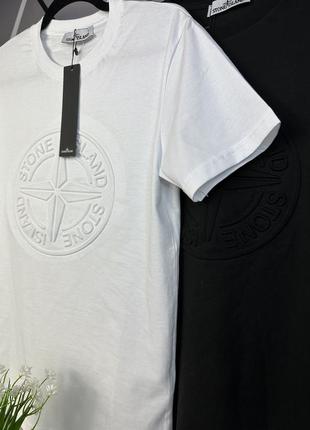 Чоловіча футболка stone island premium якість / стонік стоун айленд чолова футболка поло майка m, білий ua3 фото