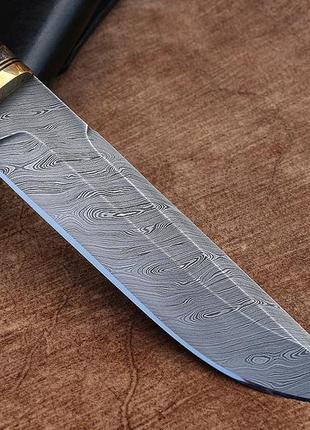 Охотничий нож ручной работы бизон 4, нескладной нож с клинком из дамасской стали, в...