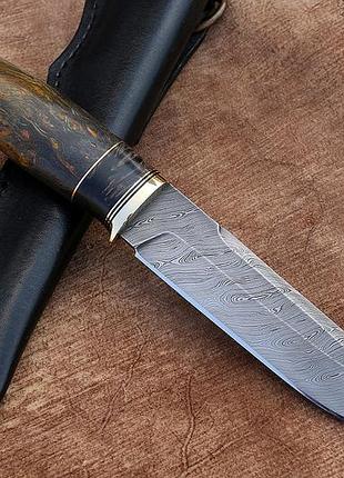 Охотничий нож ручной работы бизон 4, нескладной нож с клинком из дамасской стали, в...