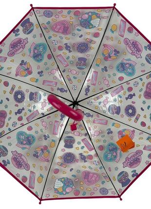 Дитяча прозора парасоля-тростина з малюнками від frei regen, рожева ручка, 09005-34 фото