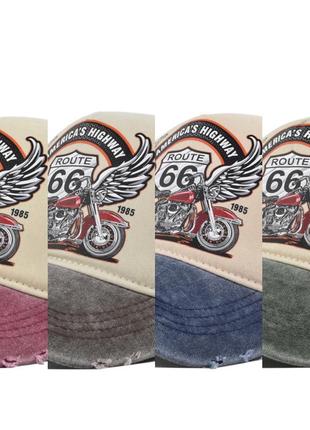 Кепка бейсболка шосе 66 (мотоцикл, america, usa) з вигнутим козирком червоний, унісекс wuke one size4 фото