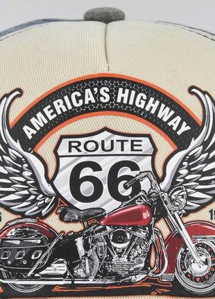 Кепка бейсболка шосе 66 (мотоцикл, america, usa) з вигнутим козирком червоний, унісекс wuke one size8 фото