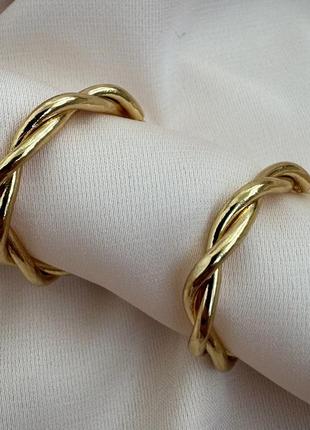 Элегантные витые серьги кольца золотой метал
