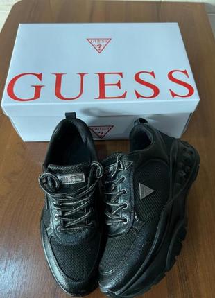 Кроссовки guess оригинальные черные блестящие с коробкой2 фото