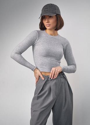 Базовый джемпер приталенного фасона, цвет: серый