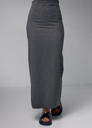 Длинная юбка-карандаш с высоким разрезом, цвет: темно-серый1 фото