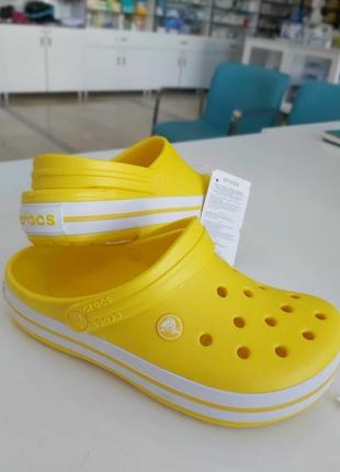 Сабо крокс крокбэнд клог желтые лимони crocs crocband clog yellow lemon/white3 фото