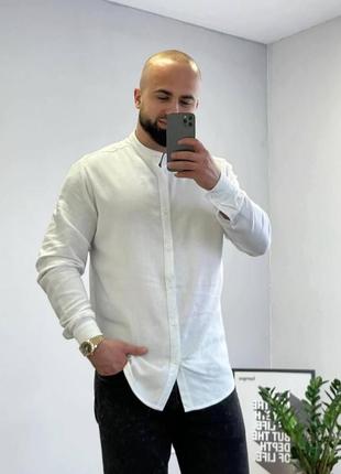 Стильная мужская рубашка из льна  цвета хаки s m l xl xxl4 фото