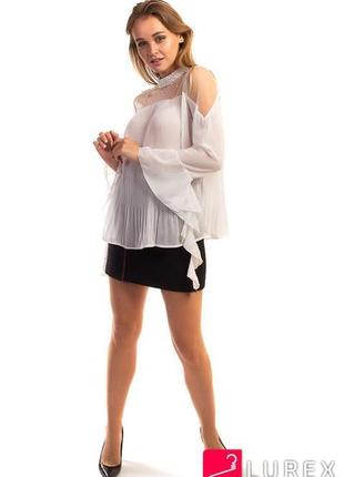 Шифоновая блузка-плиссе, цвет: белый2 фото