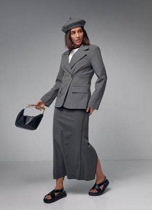 Женский однобортный пиджак приталенного кроя, цвет: серый7 фото