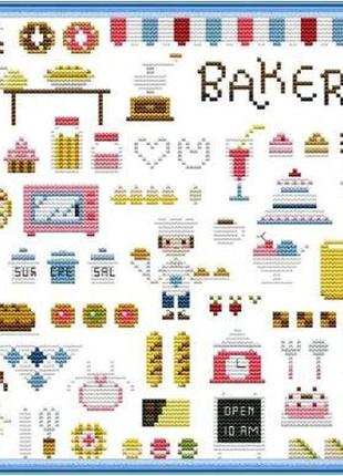 Набір для вишивання за нанесеною на канву схемою "bakery". aida 14ct printed 28*27 см