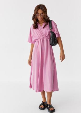 Женское платье миди с верхом на запах, цвет: розовый