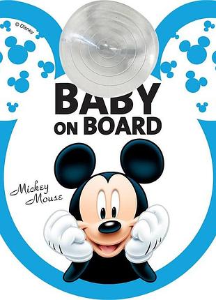 Наклейка на окно авто baby on board, mikey (acs200)