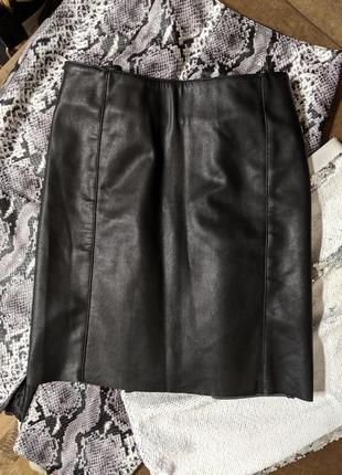 Кожаная юбка карандаш из кожзама экокожи от h&m4 фото