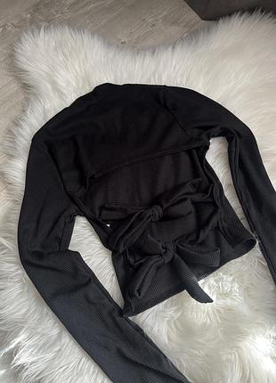 Кроп топ з відкритою спиною рубчик plt, лонгслів