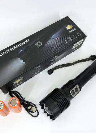 Ліхтар акумуляторний bailong bl-g201-p360, алюмінієвий корпус, з функцією павербанку, av-955 якісний ліхтарик