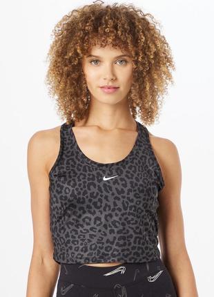 Майка топ nike one df slim tnk leopard dm7379-070 спортивна леопард вкорочена