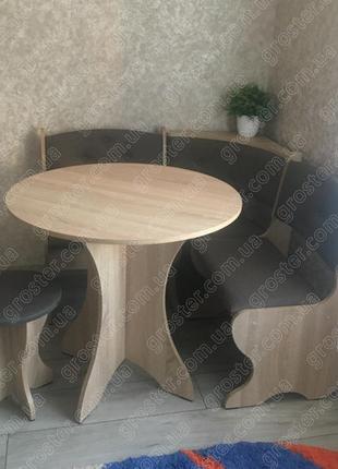 Кухонний куточок боярин зі столом і табуретами5 фото