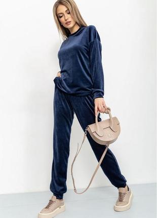 Спортивний костюм жіночому велюровий колір темно синій sp0010