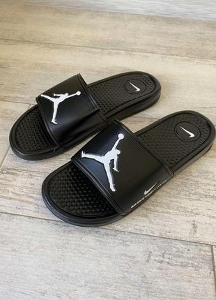 Шльопанці jordan slide sandal logo white/black2 фото