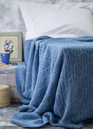 Покривало вʼязане мелоді 200*220 блакитний