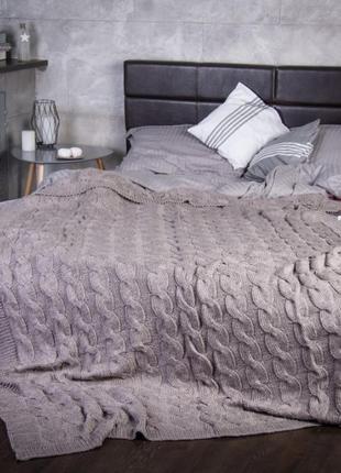 Плед в’язаний романтик 160*210 холодний капучино