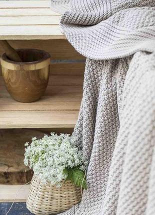 Плед вʼязаний бавовняний скайл 140*170 бежевий