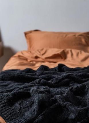 Плед вʼязаний романтик 160*210 сірий меланж