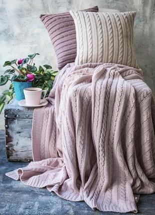 Плед вʼязаний класик 160*220 пудра