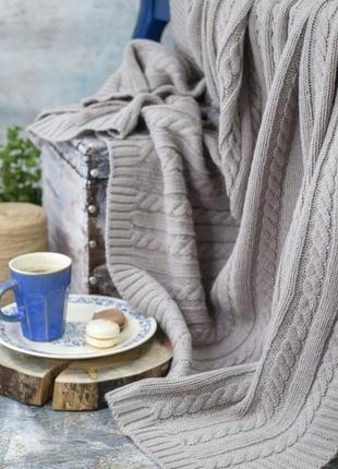 Покривало вʼязане класик 180*210 пудрово - серый