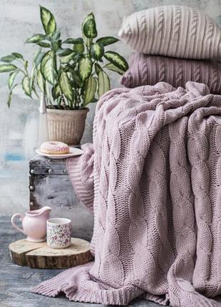 Плед в’язаний романтик 160*210 пудра