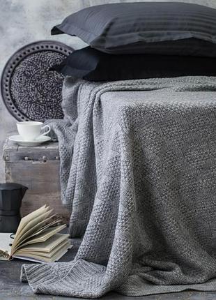 Покривало вʼязане інста 220*240 сірий