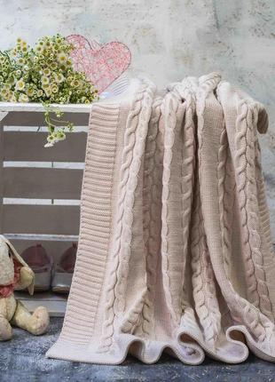 Плед дитячий в'язаний vividzone смайл 110*120 слонова кістка