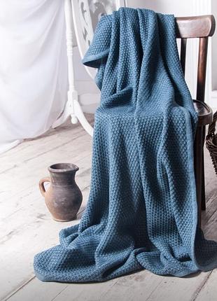 В'язаний плед скайл 140х180 бірюза
