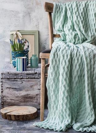 Плед вʼязаний сіті 140*190 мʼята