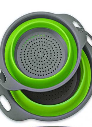 Дуршлаг силиконовый складной 2 шт в комплекте сделан из эластичного пластика collapsible filter baskets,