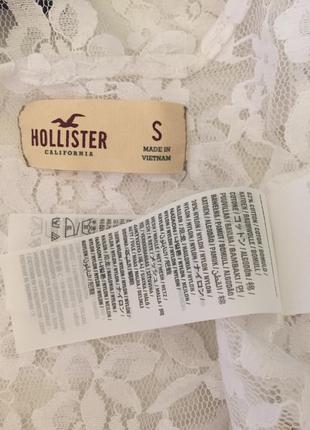 Нежная брендовая белая кружевная кофта с баской от hollister , блуза с открытой спиной2 фото